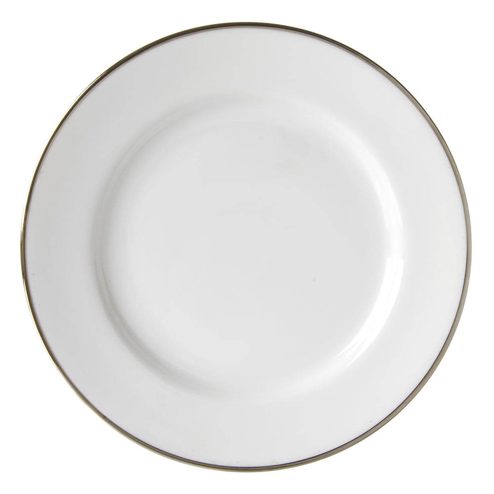 10 Strawberry Street 7 3/4" Round Silver Line Salad/Dessert Plate - Porcelain, White/Silver (SL0004)