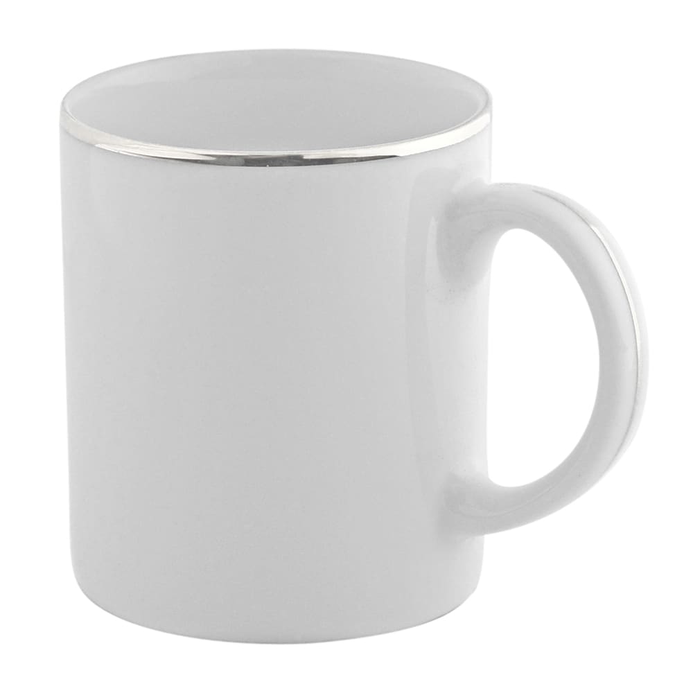10 Strawberry Street 10 oz Silver Line Coffee Mug - Porcelain, White (SL0028)