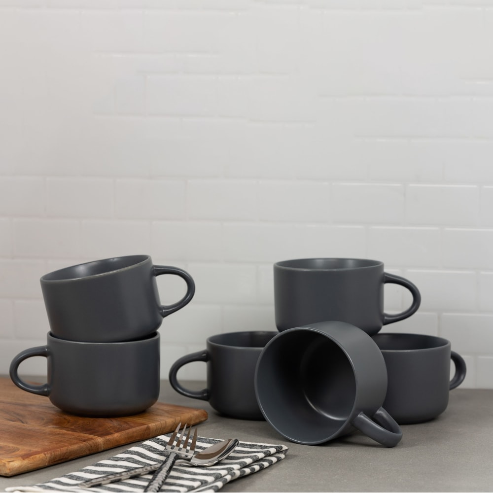 10 Strawberry Street 22 oz Wazee Matte Mug - Stoneware, Charcoal (WM-28-CHAR-6)