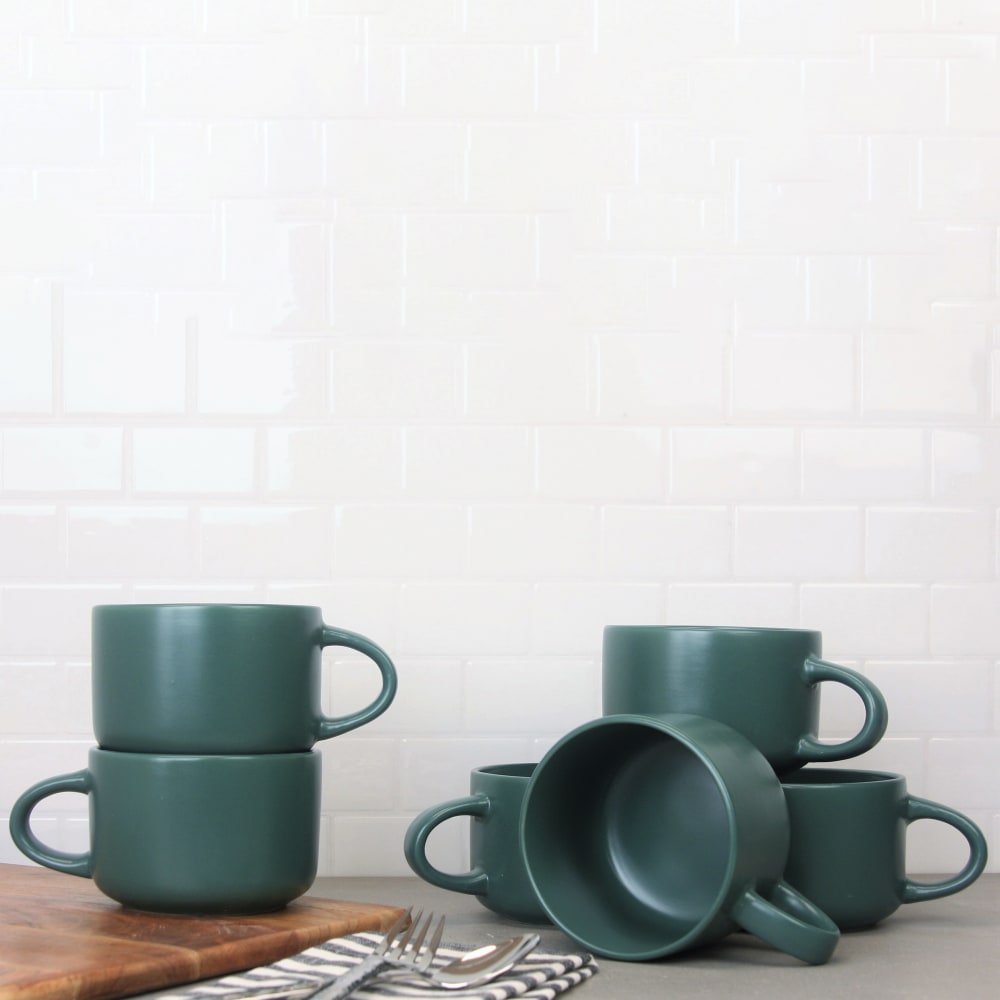 10 Strawberry Street 22 oz Wazee Matte Mug - Stoneware, Emerald Green (WM-28-EMGRN-6)