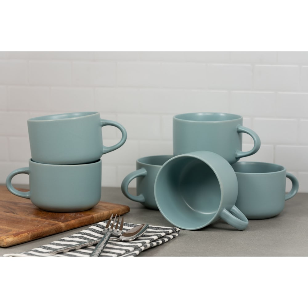 10 Strawberry Street 22 oz Wazee Matte Mug - Stoneware, Mineral Blue (WM-28-MINBLU-6)