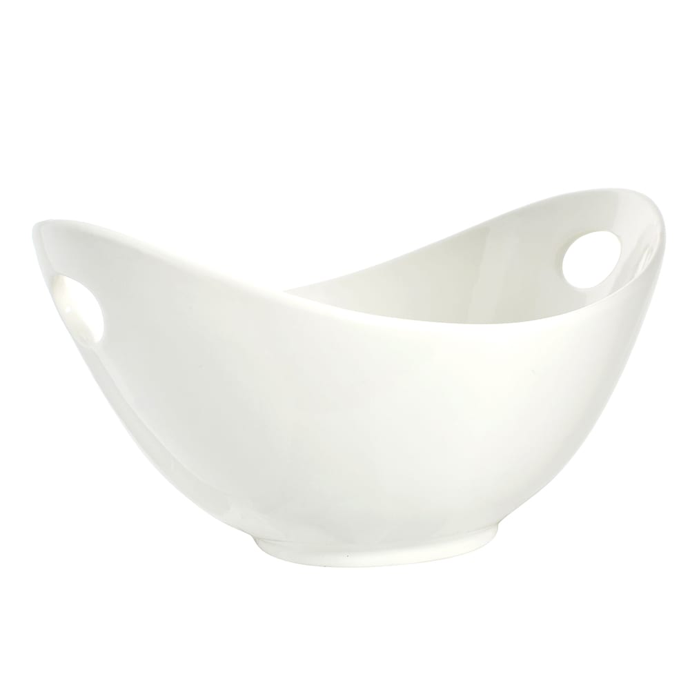 10 Strawberry Street 48 oz Oval Curve Bowl w/ Cut-Out Handles - Porcelain, White (WTR-11CUTOUTBWL)