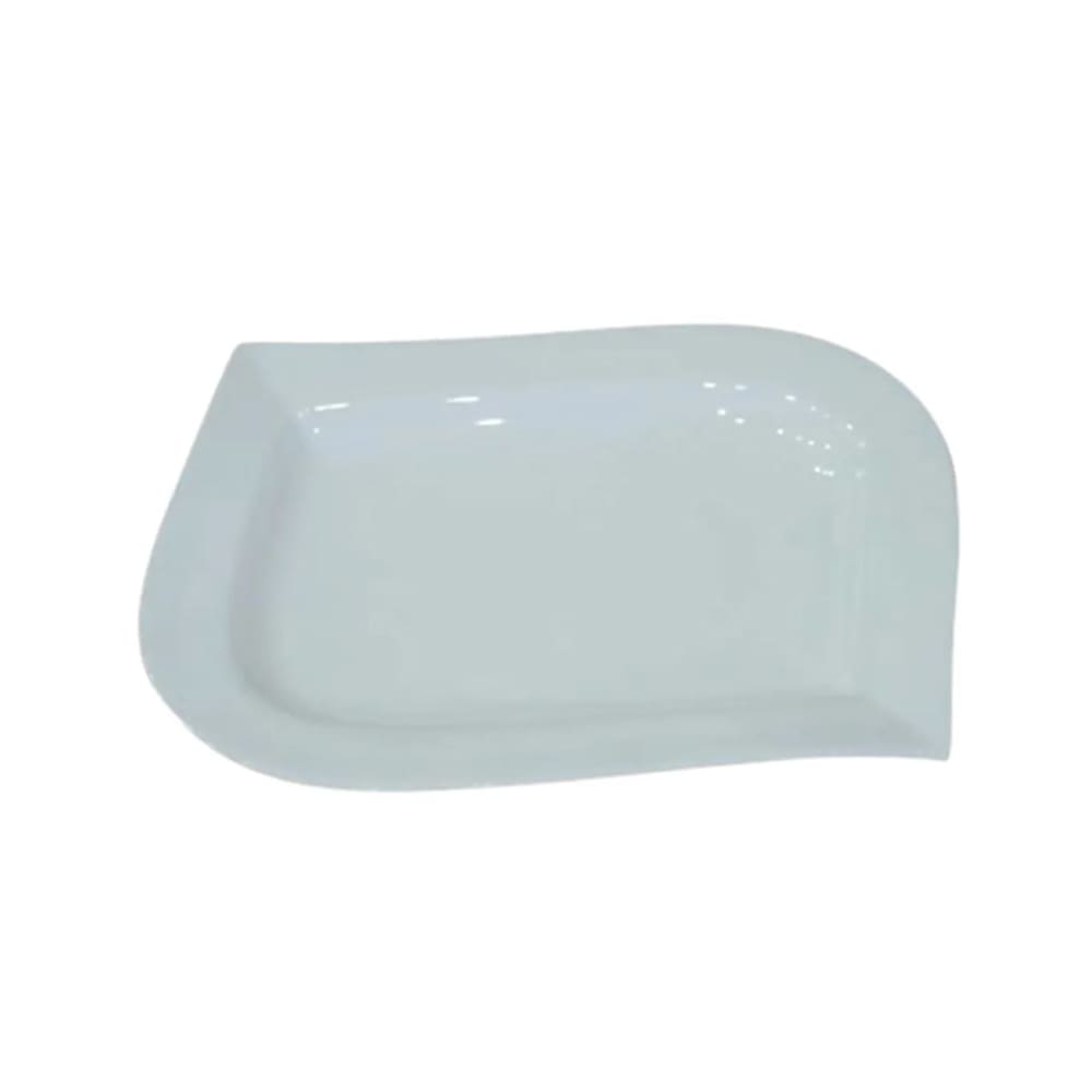 10 Strawberry Street 12" x 8 1/2" Irregular Whittier Bend Angle Platter - Porcelain, White (WTR-12BEND)