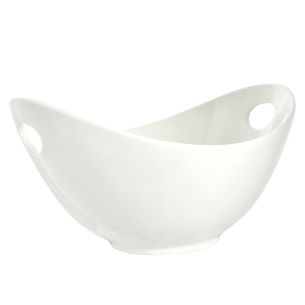 10 Strawberry Street 64 oz Oval Curve Bowl w/ Cut-Out Handles - Porcelain, White (WTR-13CUTOUTBWL)