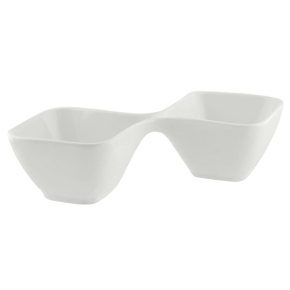 10 Strawberry Street 8 oz Square Serving Bowl w/ (2) Sections - Porcelain, White (WTR-4SQ2BWL)