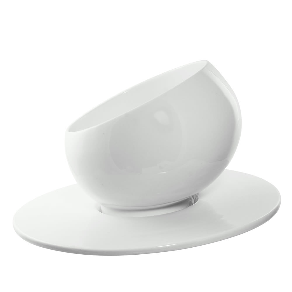 10 Strawberry Street 28 oz Round Angled Serving Bowl - Porcelain, White (WTR-7RDANGBWL)