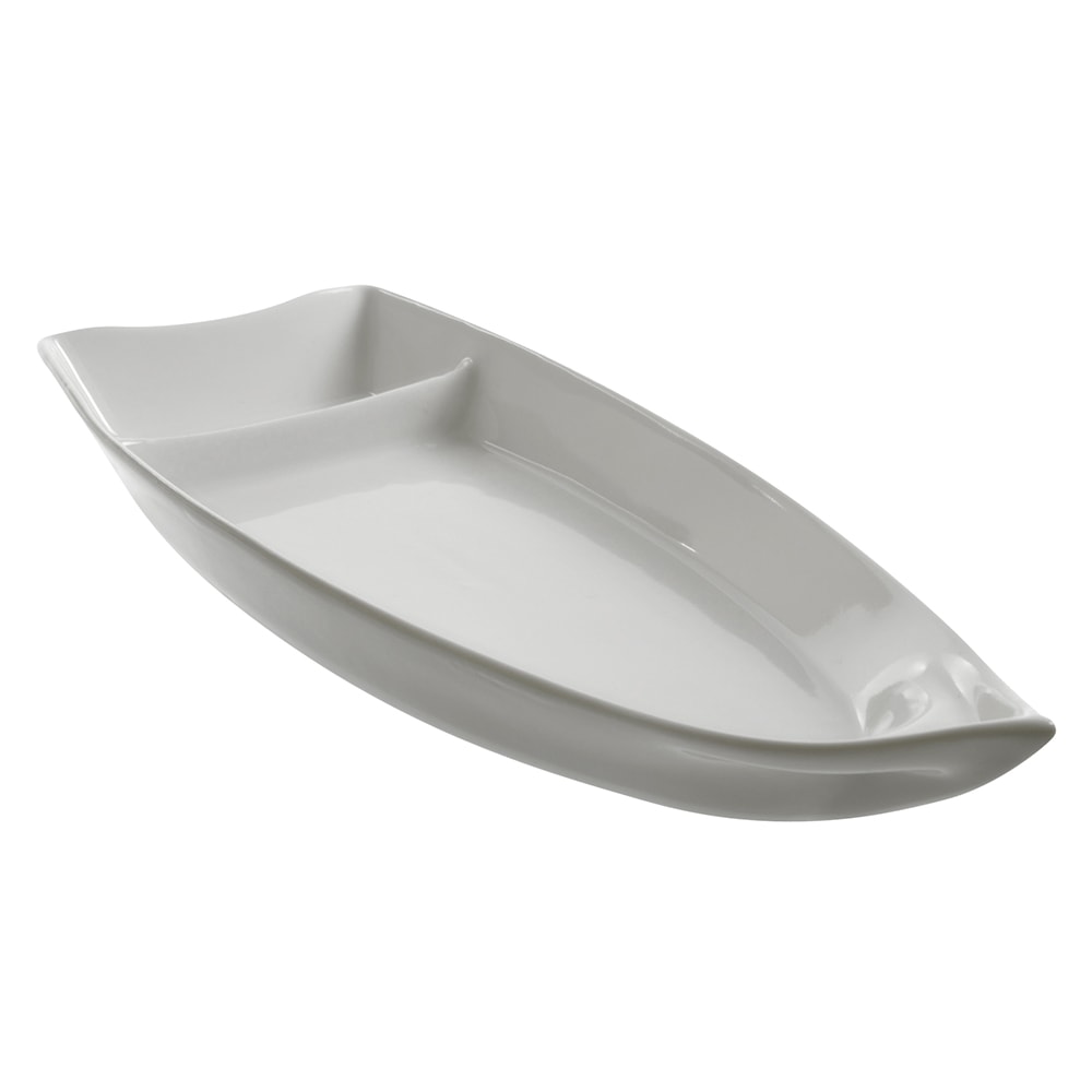 10 Strawberry Street Sushi Boat - 12" x 5", Porcelain, White (WTR-SUSHIBT)