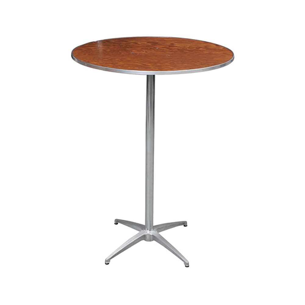 PS Furniture HO30DI-SK42 30" Round Bar Height Table - Walnut Plywood Top, Metal Base