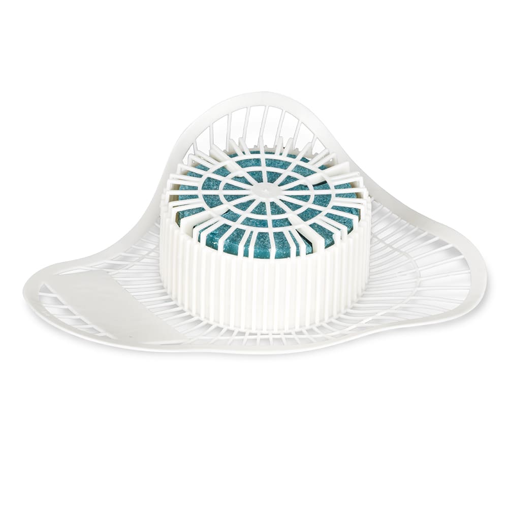 Clean Up Urinal Screen w/ 3 1/2 oz Enzyme Block - 6 3/4" x 6 3/4", White (1110386)