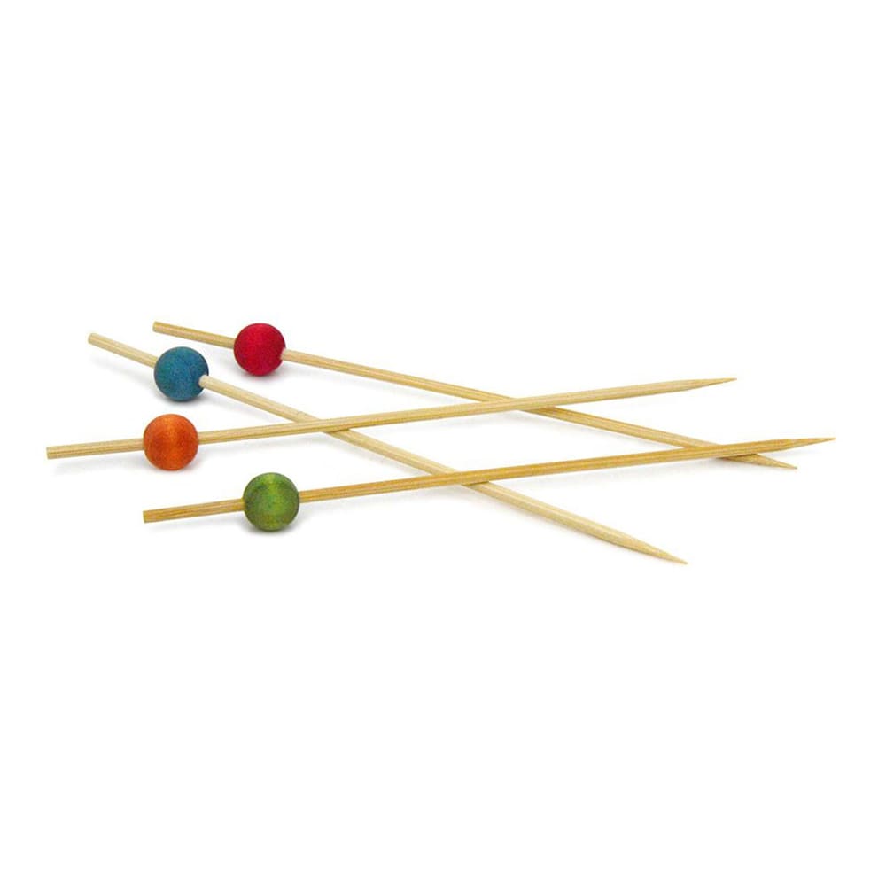 Front of the House 6" Bamboo Ball Pick, Assorted Colors (AST013MUB83)