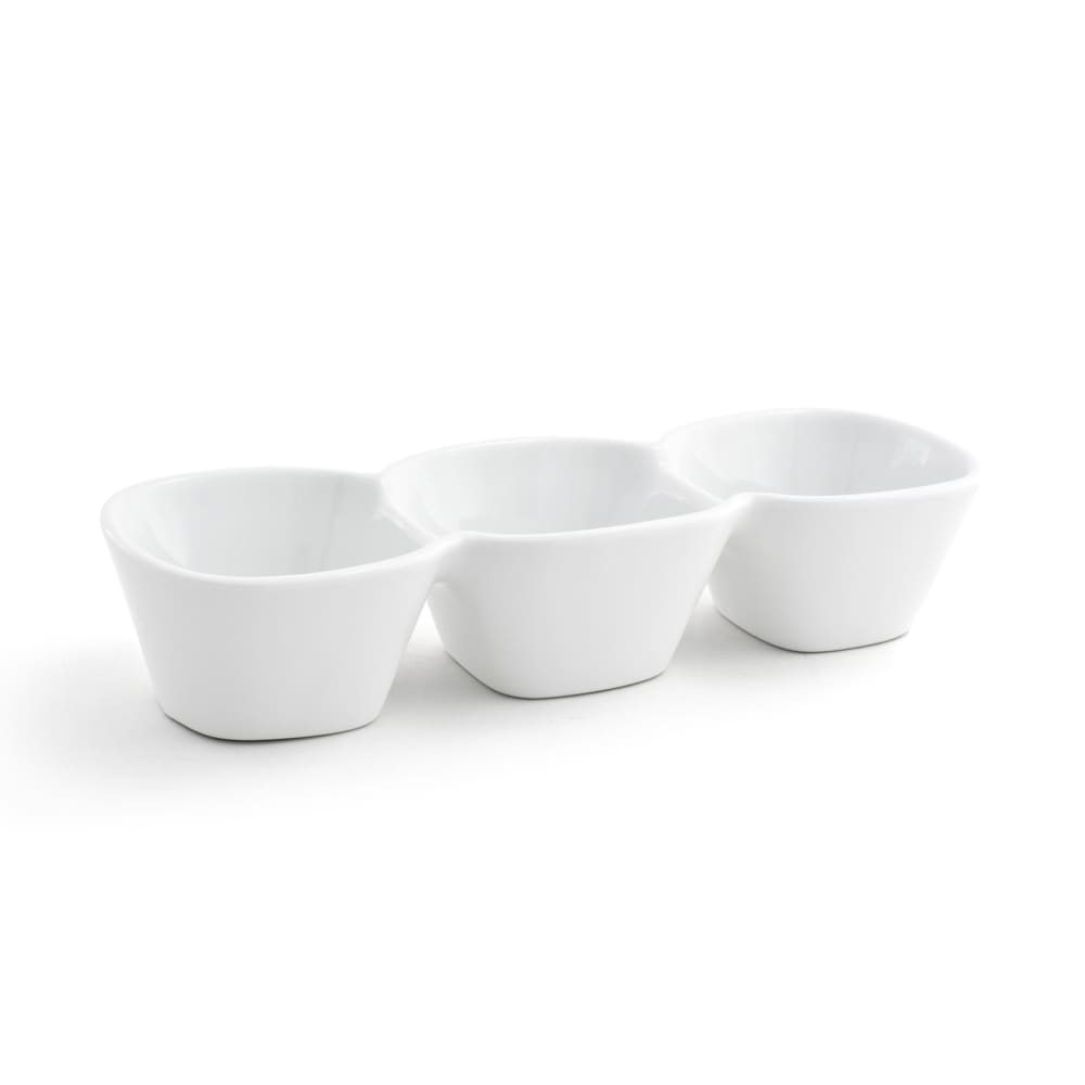 Front of the House Rectangular Mod® Bowl w/ (3) Compartments - 9" x 5", Porcelain, Superwhite (BBO008WHP22)