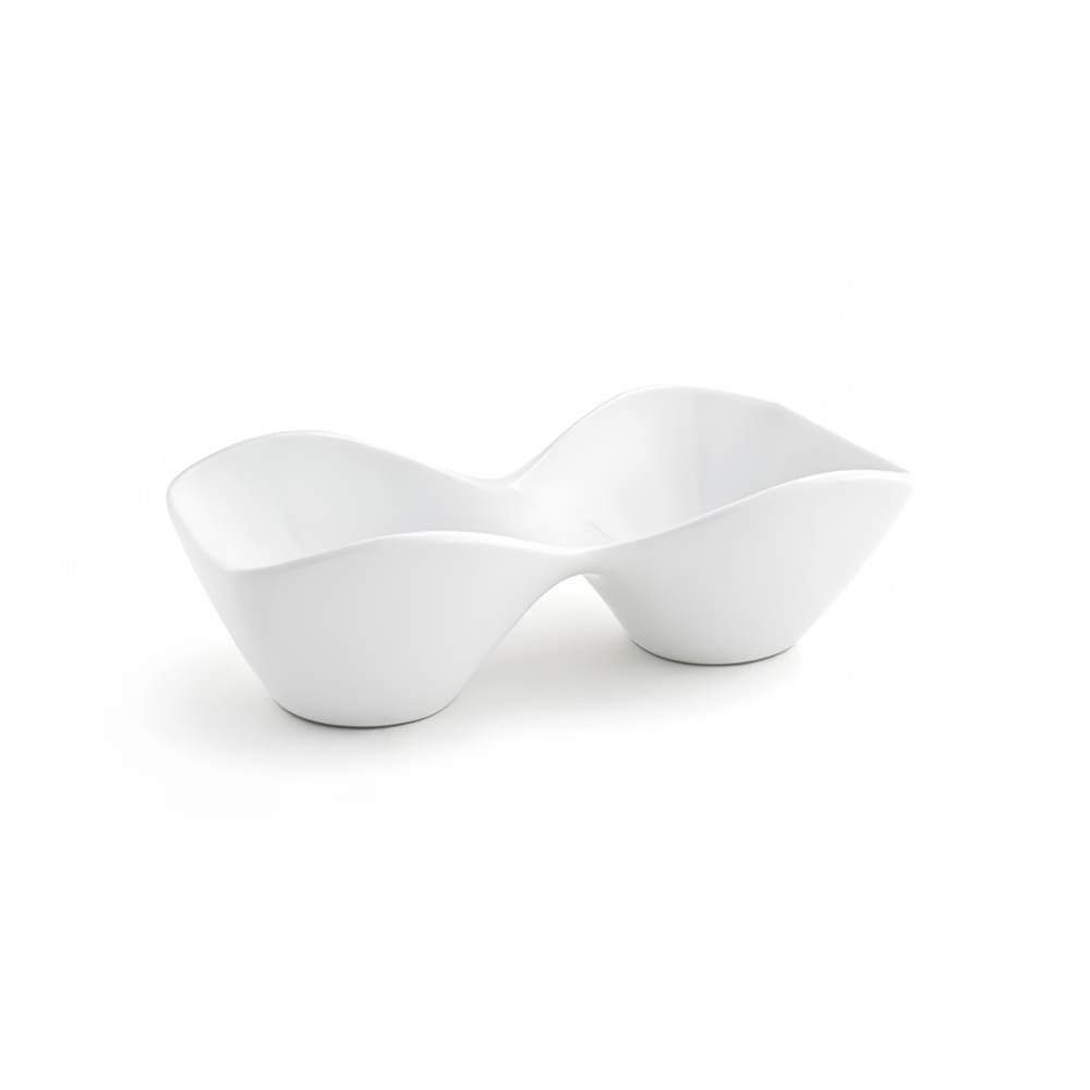 Front of the House Rectangular Serving Bowl w/ (2) Compartments - 8" x 4", Porcelain, White (BBO022WHP22)