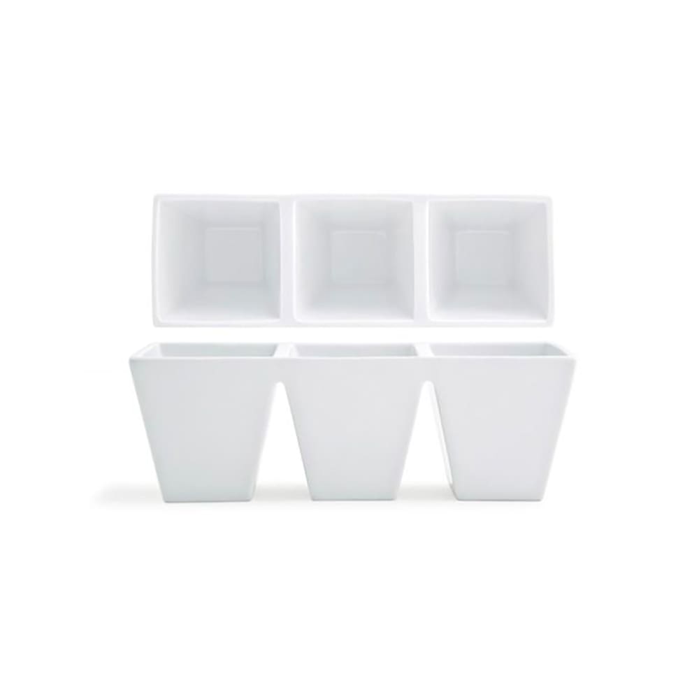 Front of the House 18 oz Rectangular Kyoto™ Dish w/ (3) Compartments - Porcelain, White (BHO048WHP22)