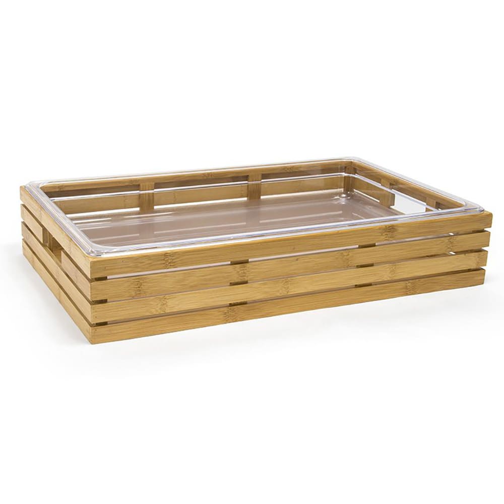 Front of the House Rectangular Ice Housing / Pan Set - 21" x 13" x 3 3/4", Bamboo (BHO068BBB20)