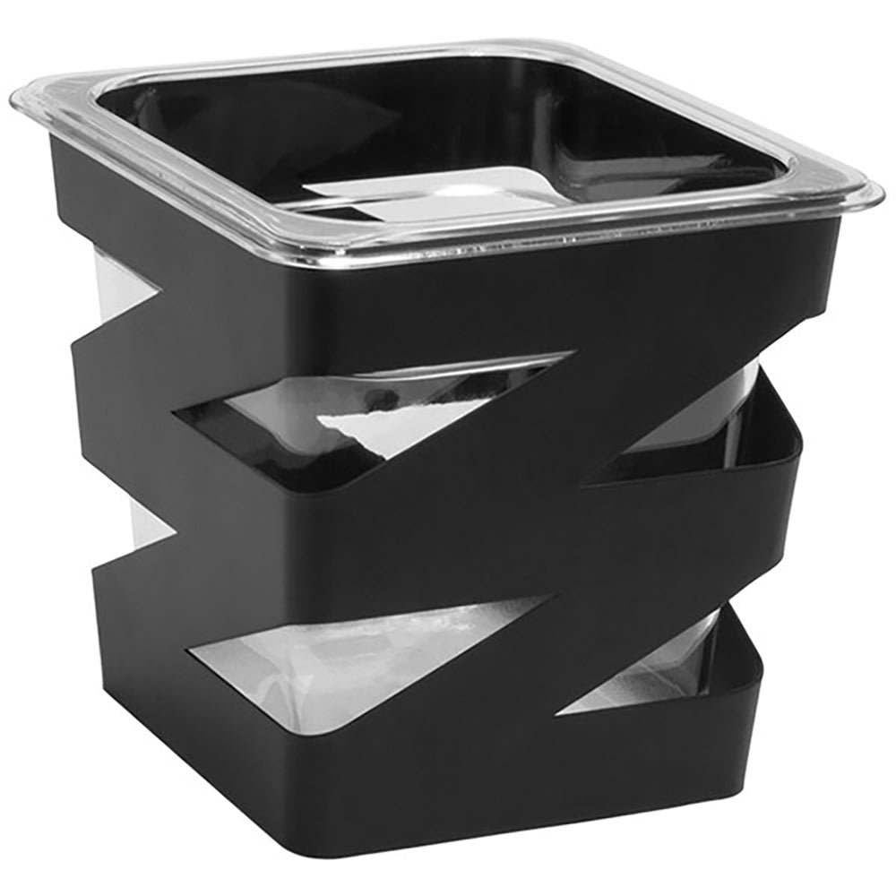 Front of the House Rectangular Ice Housing / Pan Set - 7" x 6 1/2" x 6", Stainless Steel, Matte Black (BHO092BKI21)