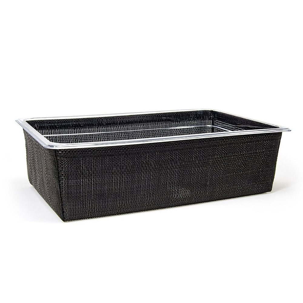 Front of the House Rectangular Ice Housing / Pan Set- 20 3/4" x 12 3/4" x 5 3/4", Woven Vinyl, Black (BHO131BKV21)