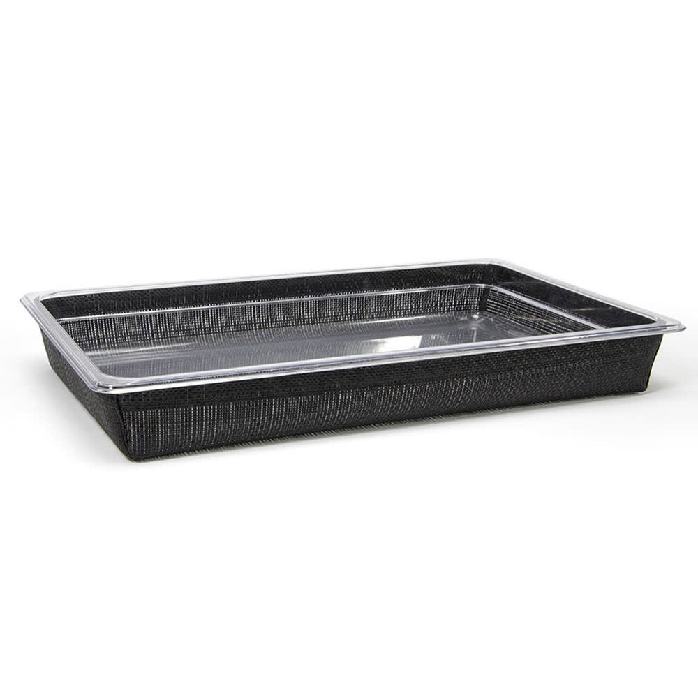 Front of the House Rectangular Ice Housing / Pan Set- 20 3/4" x 12 3/4" x 2 1/2", Woven Vinyl, Black (BHO132BKV21)
