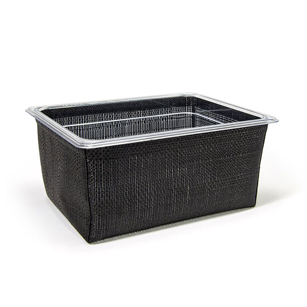 Front of the House Rectangular Ice Housing / Pan Set- 12 1/2" x 10 1/2" x 5 3/4", Woven Vinyl, Black (BHO135BKV21)