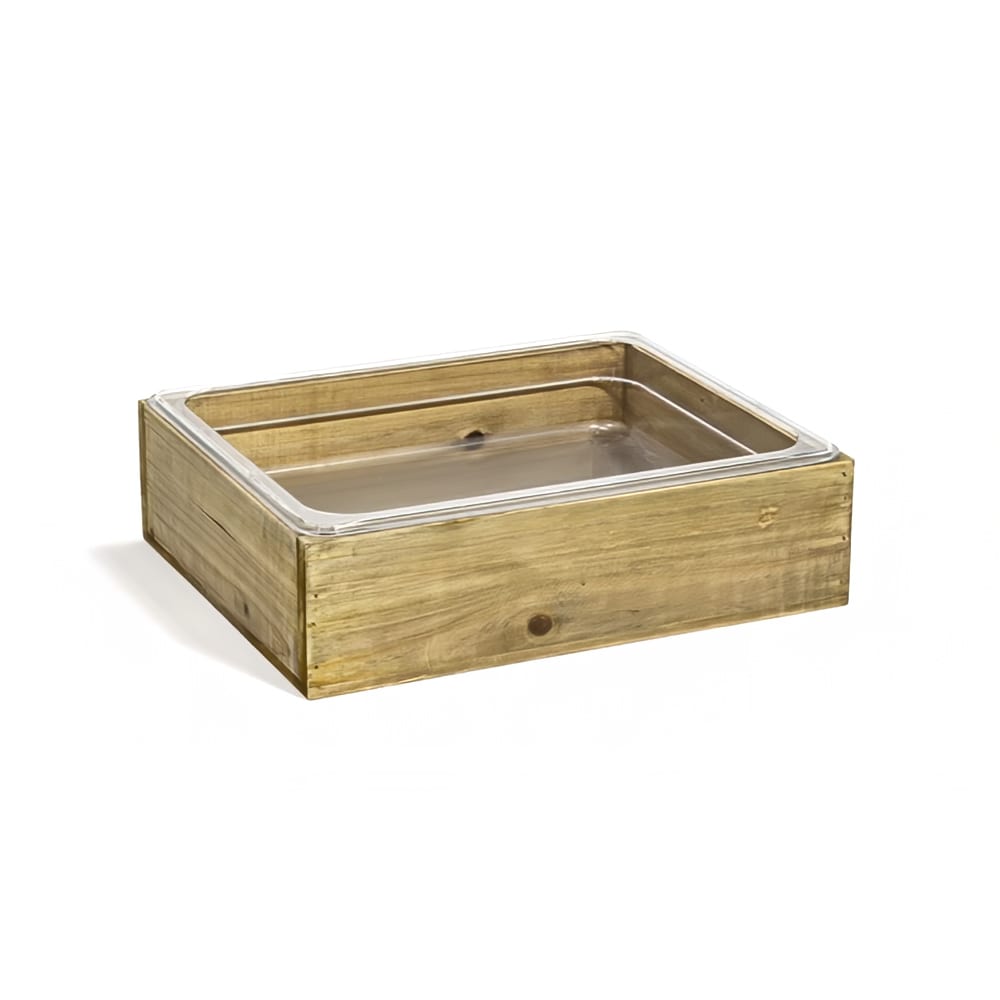 Front of the House Rectangular Ice Housing / Pan Set - 12 3/4" x 10 1/2" x 3 1/2", Rustic Wood (BHO147NAW20)