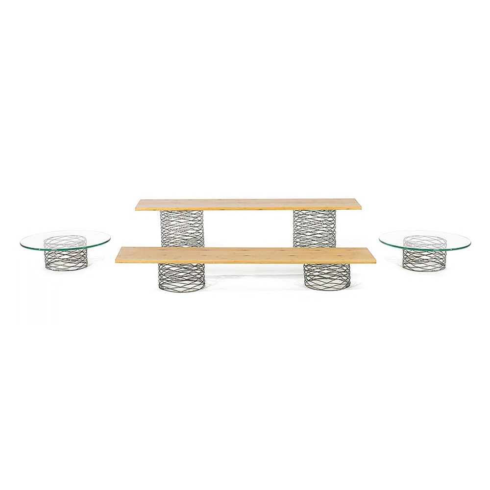 Front of the House 10 Piece B³ Buffet Building Blocks® Riser Set - Bamboo/Glass/ Patina Iron (BST008MUM28)