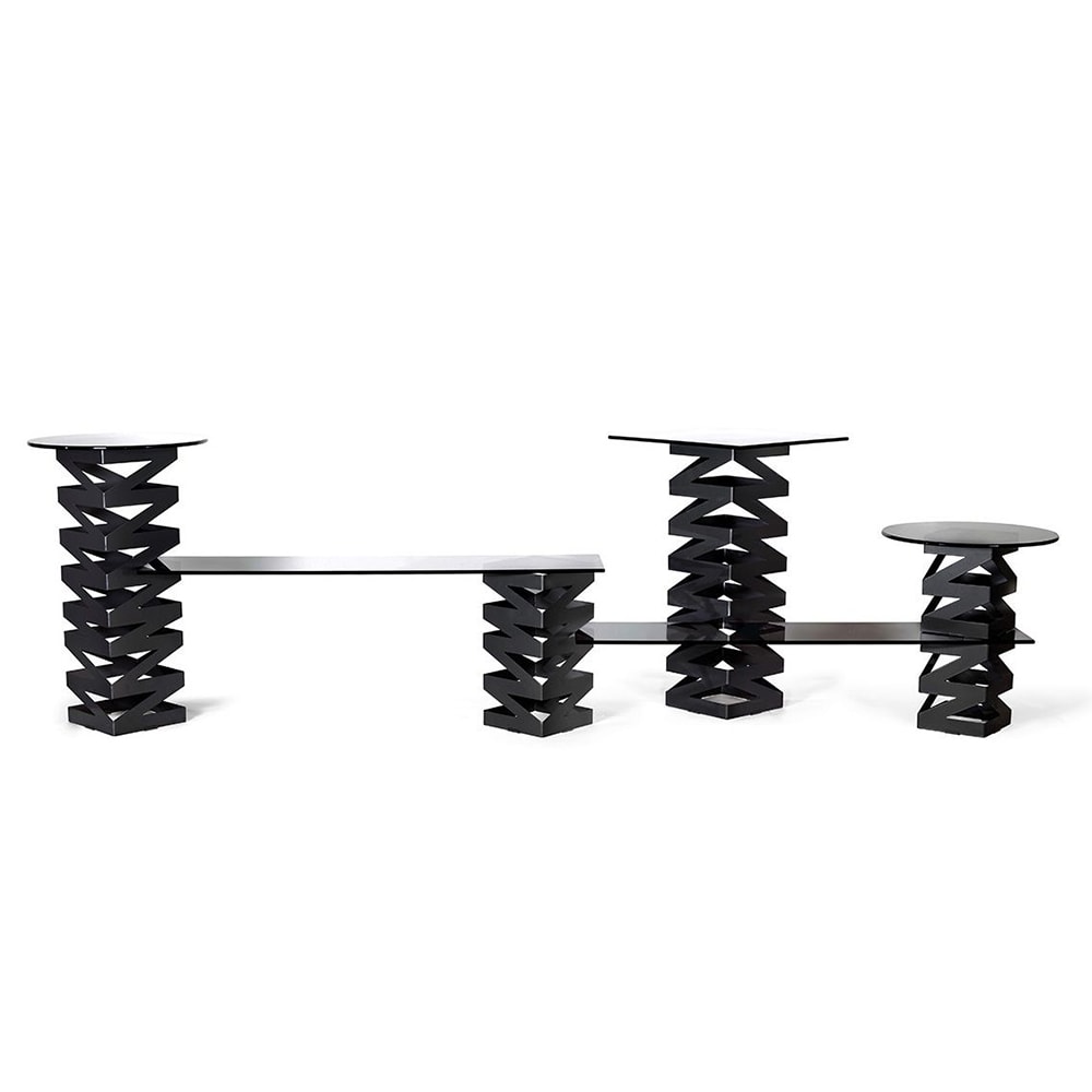 Front of the House 11 Piece B³ Buffet Building Blocks® Riser Set - Smoke Glass/ Matte Black Iron (BST011MUM28)