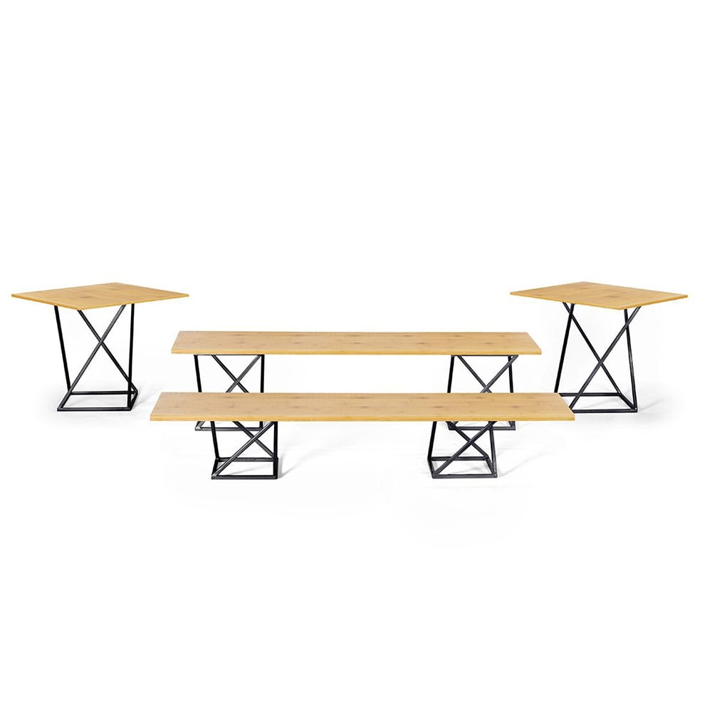 Front of the House 10 Piece B³ Buffet Building Blocks® Riser Set - Bamboo/ Matte Black Iron (BST013MUM28)