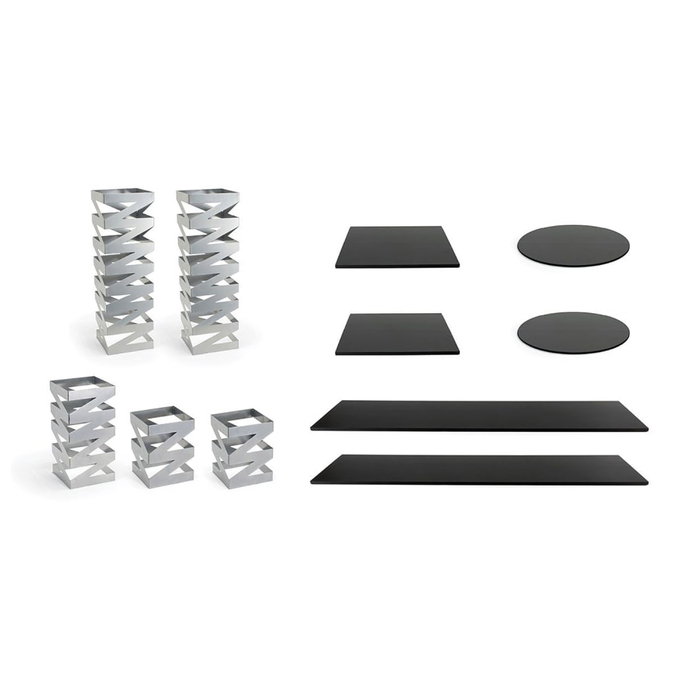 Front of the House 11 Piece B³ Buffet Building Blocks® Riser Set - Black Bamboo/ Iron (BST017MUM28)