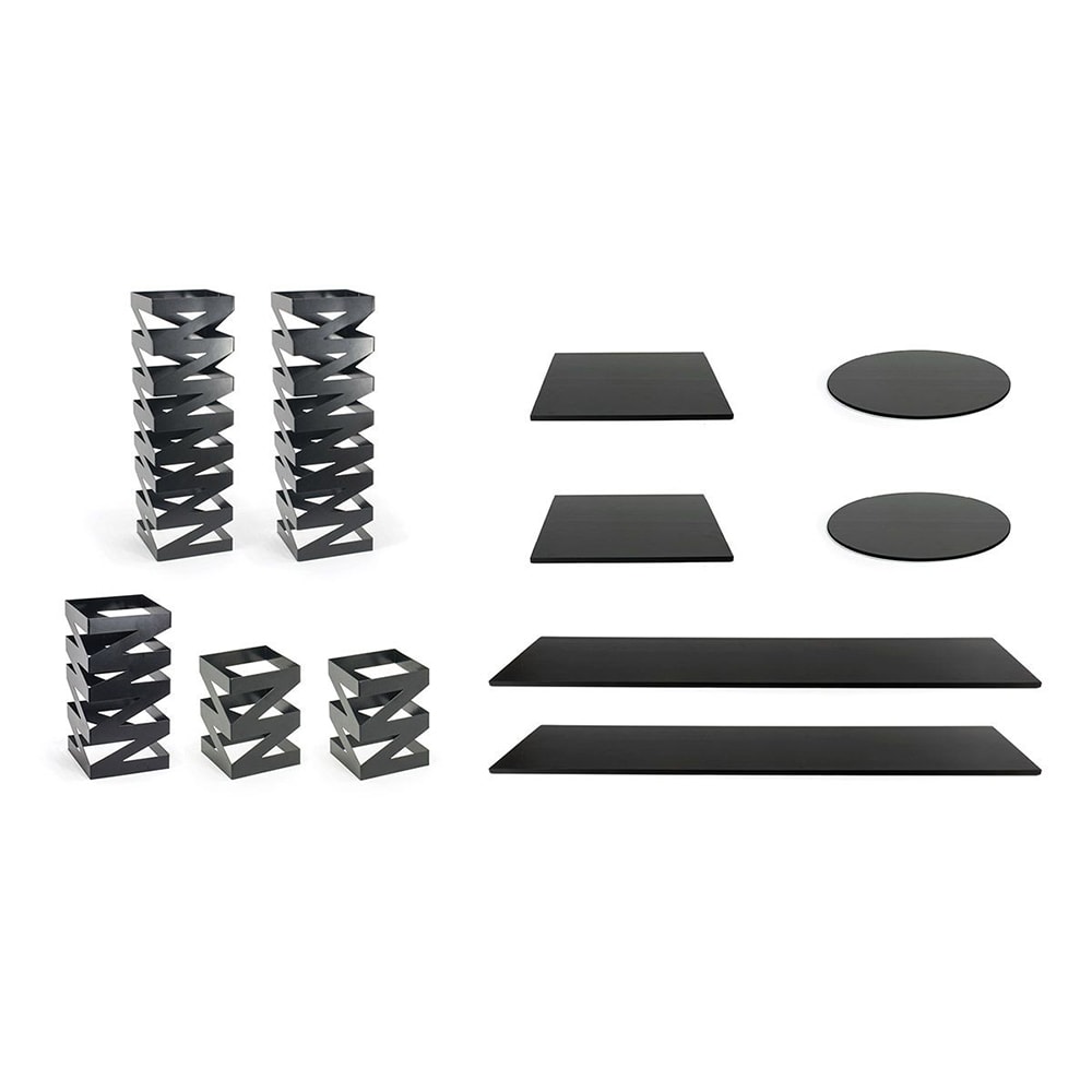 Front of the House 11 Piece B³ Buffet Building Blocks® Riser Set - Bamboo/ Iron, Matte Black (BST020MUM28)