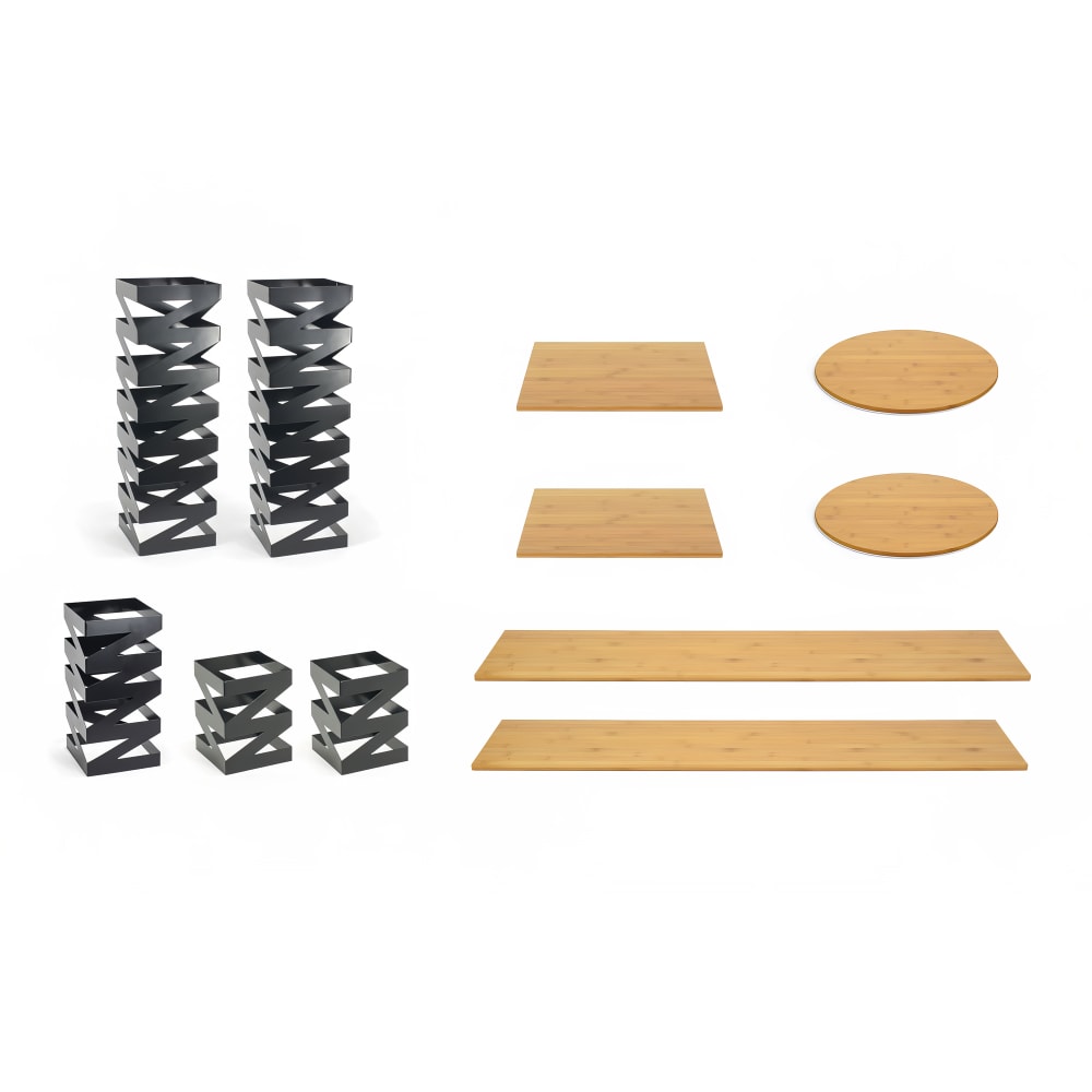 Front of the House 11 Piece B³ Buffet Building Blocks® Riser Set - Bamboo/ Matte Black Iron (BST021MUM28)