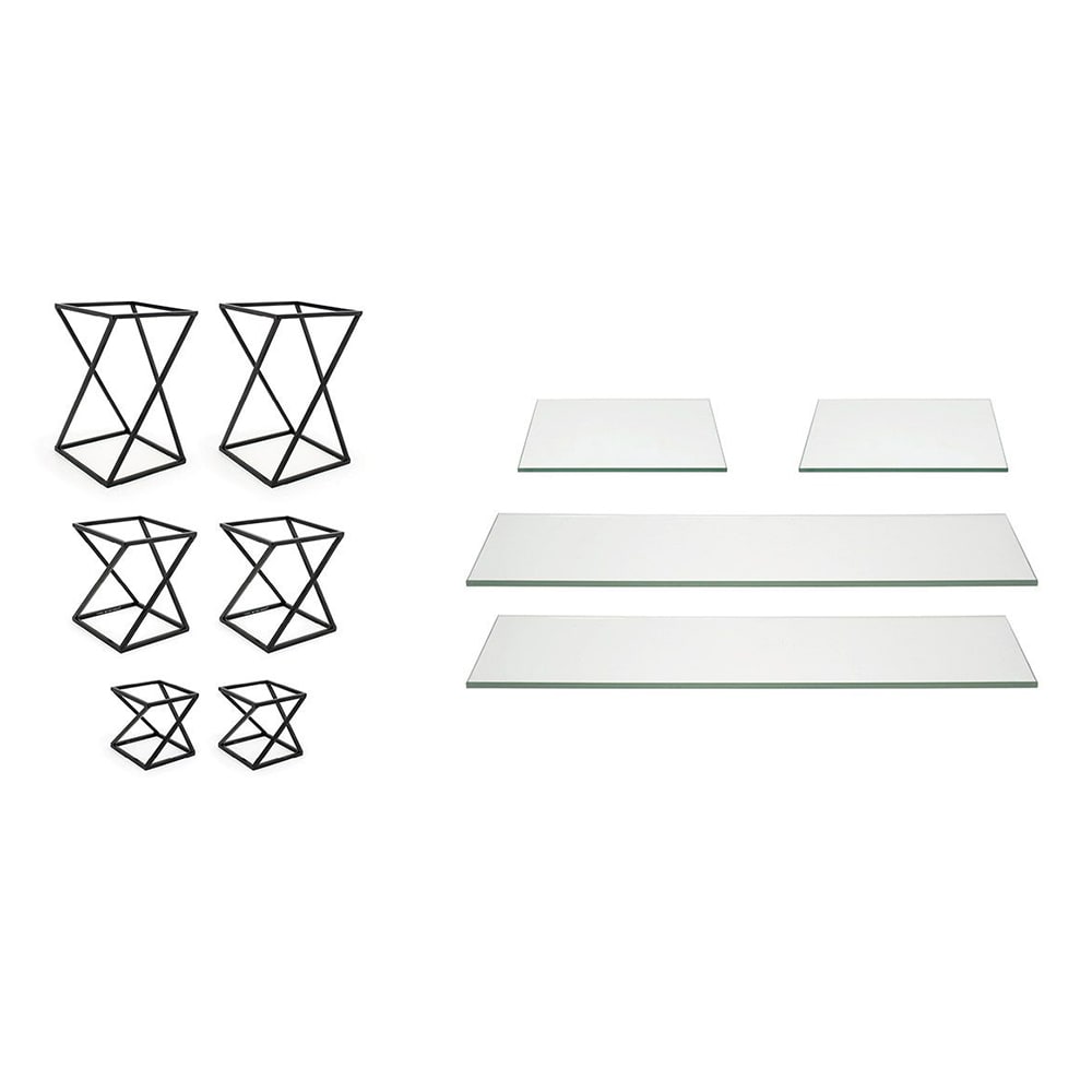 Front of the House 10 Piece B³ Buffet Building Blocks® Riser Set - Glass/ Matte Black Iron (BST030MUM28)