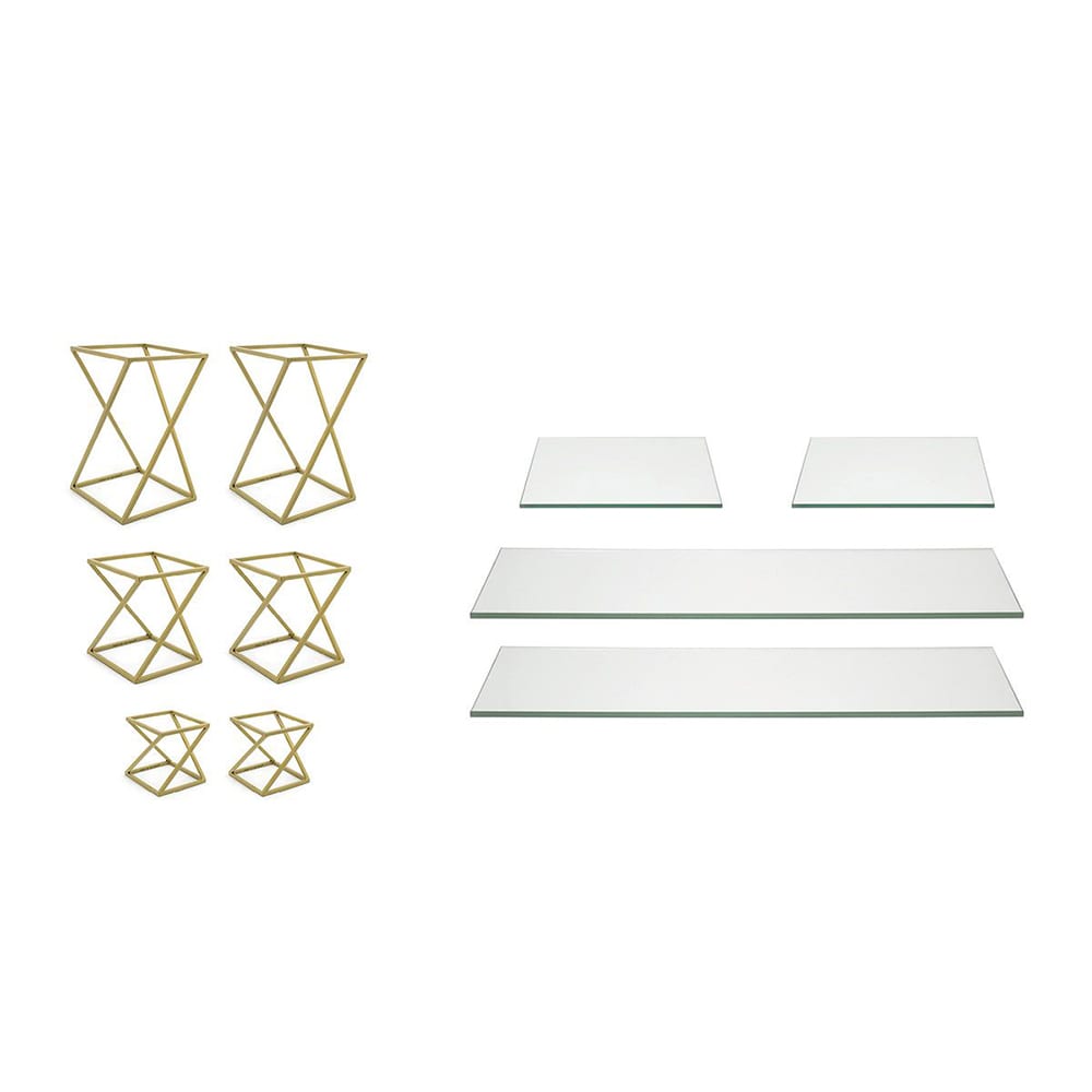 Front of the House 10 Piece B³ Buffet Building Blocks® Riser Set - Glass/ Matte Brass Iron (BST032MUM28)