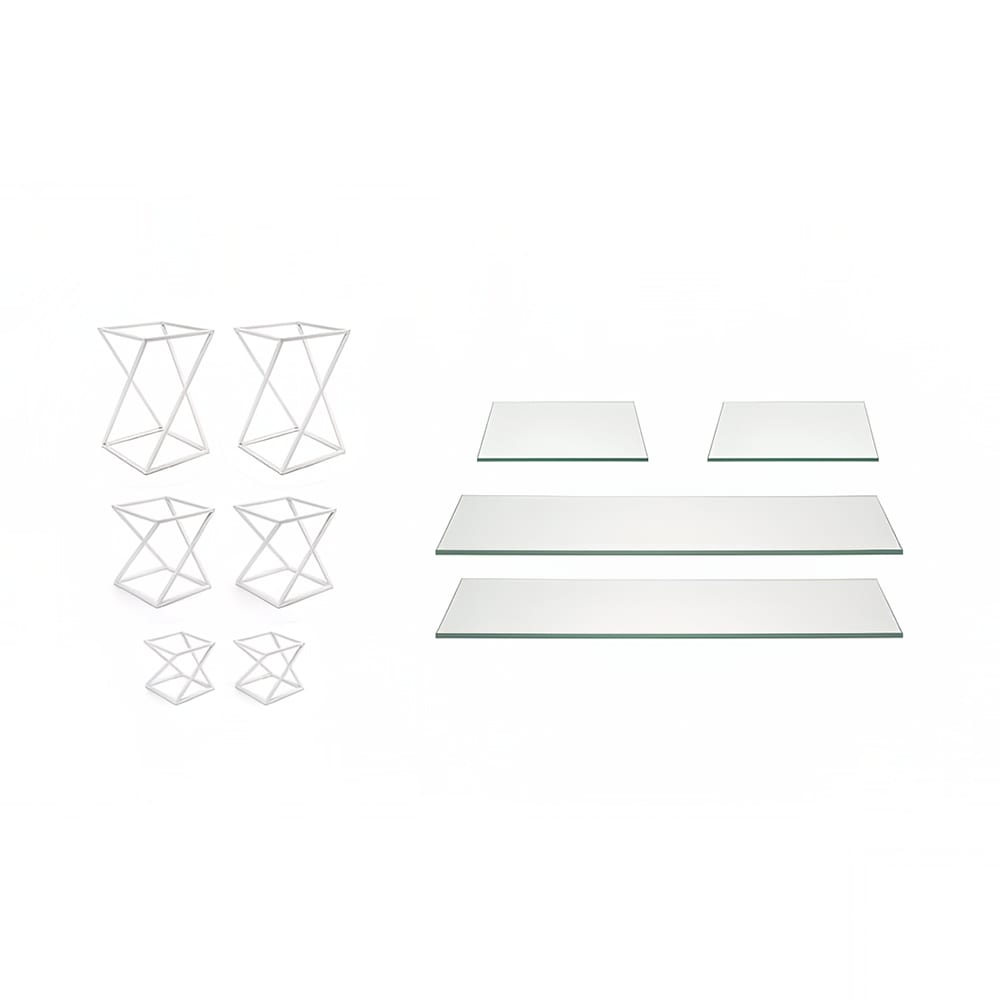 Front of the House 10 Piece B³ Buffet Building Blocks® Riser Set - Glass/ White Iron (BST035MUM28)