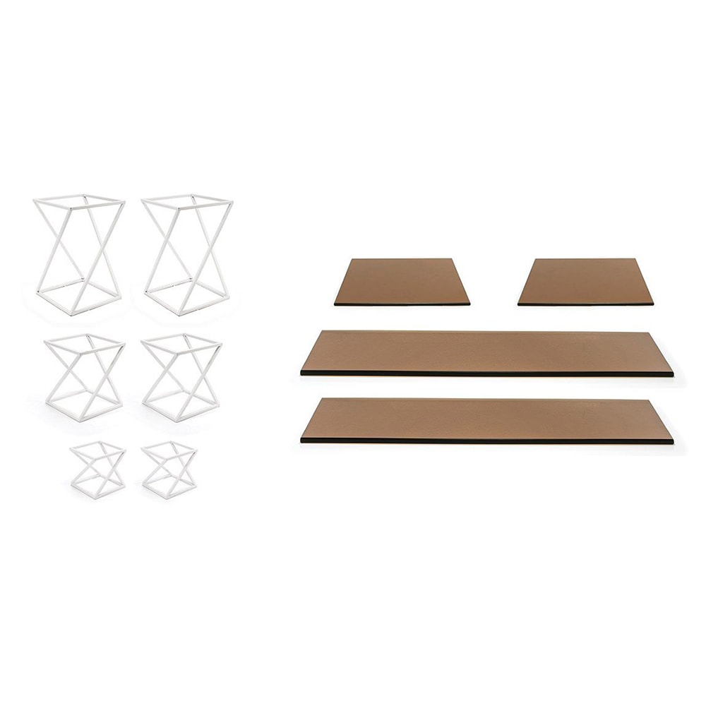 Front of the House 10 Piece B³ Buffet Building Blocks® Riser Set - Amber Glass/ White Iron (BST038MUM28)