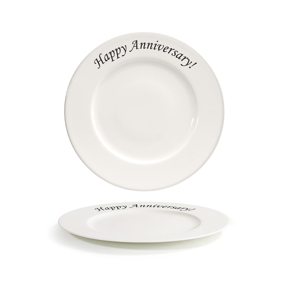 Front of the House 10 5/8" Round Catalyst Rim Plate - Happy Anniversary, Porcelain, Cream (CDP133BEP22)
