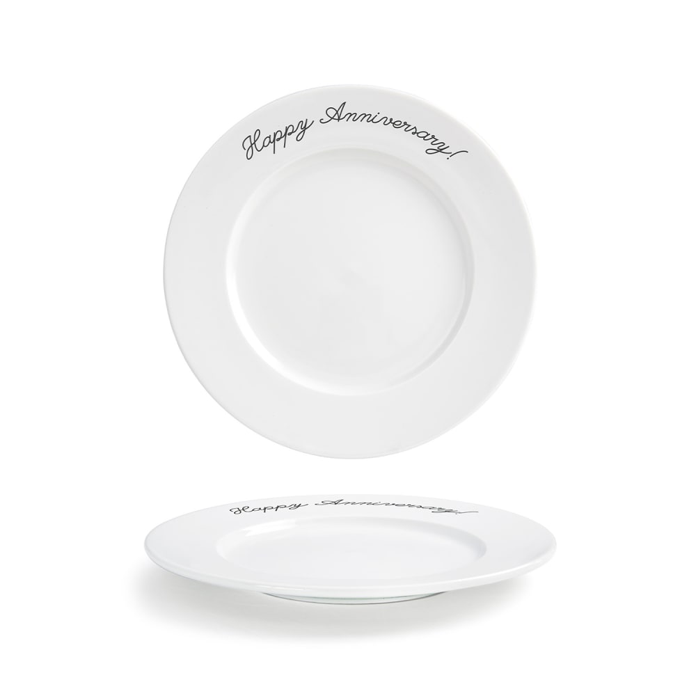 Front of the House 10 1/2" Round Monaco Plate - Happy Anniversary, Porcelain, White (COS063WHP21)