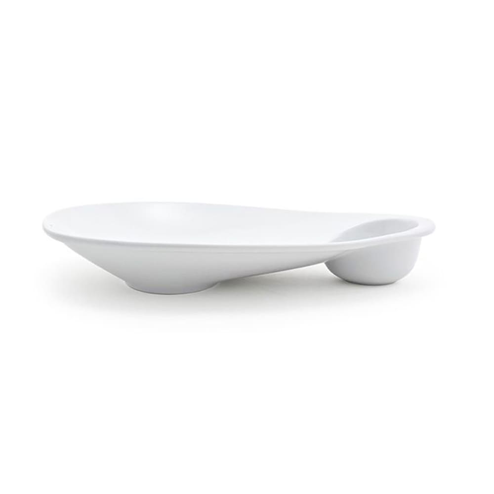 Front of the House Oval Ellipse™ Sampler Plate w/ (2) Compartments - 12" x 9", Porcelain, White (DAP057WHP21)