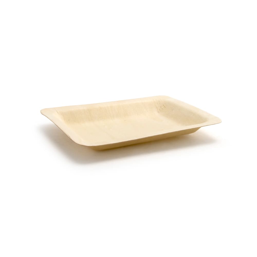 Front of the House Rectangular Servewise™ Disposable Plate - 4 3/4" x 3 3/4", Pinewood (DAP060NAW28)