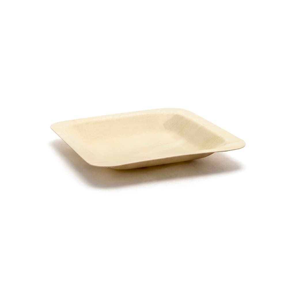 Front of the House 4 1/2" Square Servewise™ Disposable Plate, Pinewood (DAP063NAW28)