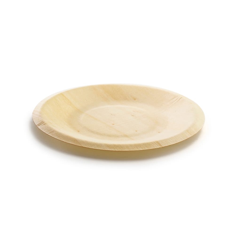 Front of the House 5 1/2" Round Servewise™ Disposable Plate, Pinewood (DAP065NAW28)