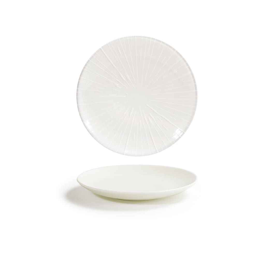 Front of the House 6 1/4" Round Catalyst® Spoke Plate - Porcelain, White (DAP091BEP22)