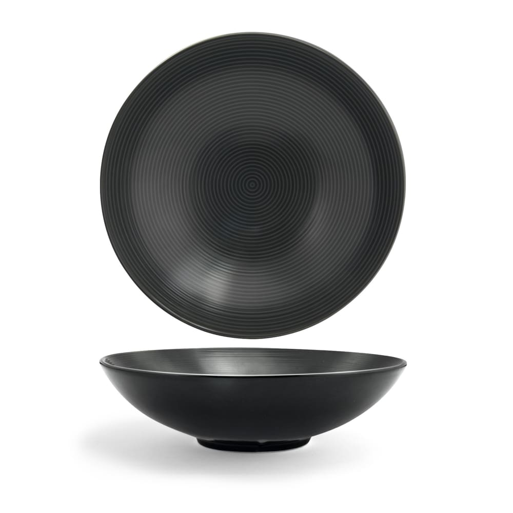 Front of the House 48 oz Round Spiral® Bowl - Porcelain, Ink (DBO030BKP22)