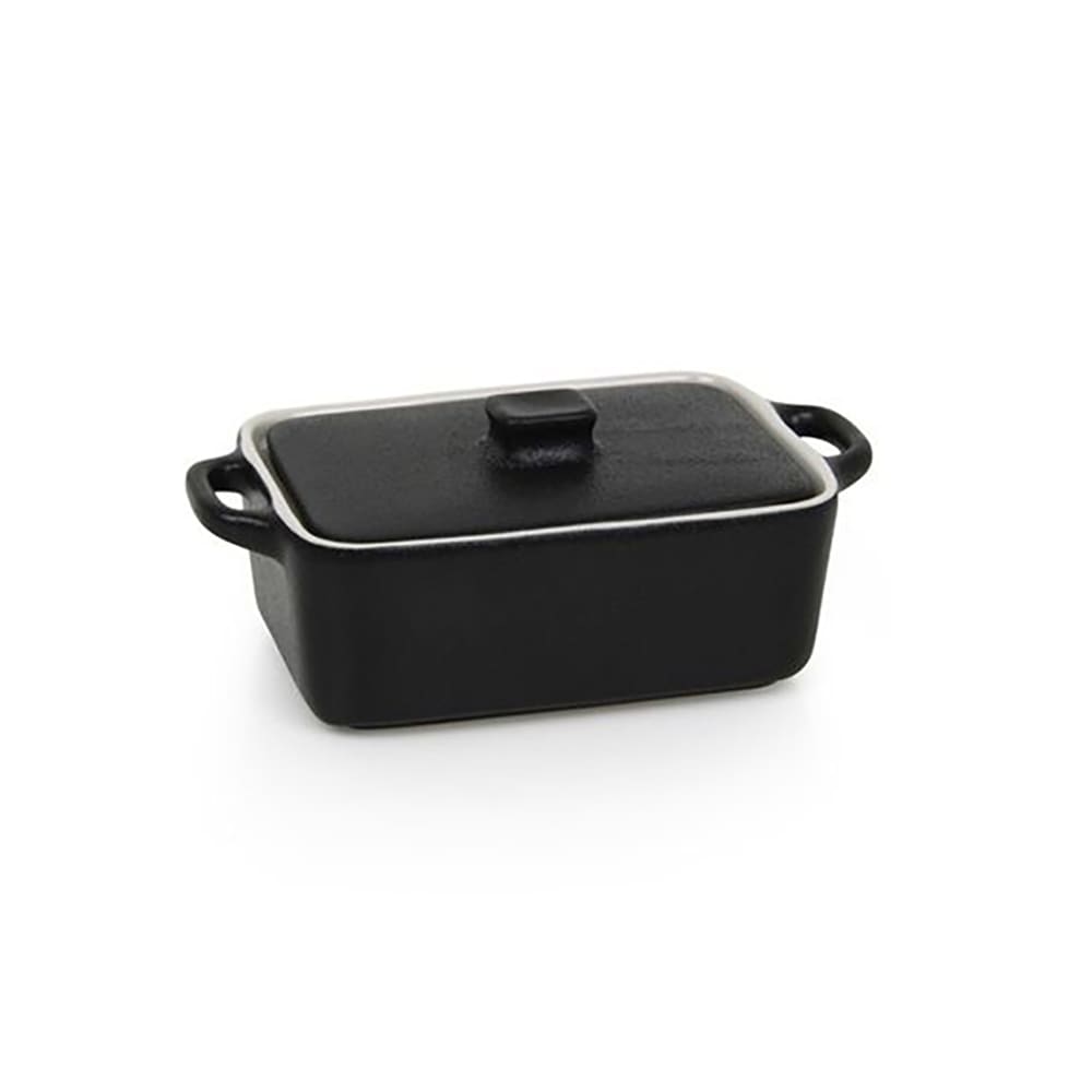 Front of the House 10 oz Rectangular Kiln® Baking Dish w/ Lid - Porcelain, Black (DBO135BKC23)