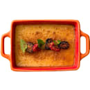 Front of the House 10 oz Rectangular Kiln® Baking Dish w/ Lid - Porcelain, Blood Orange (DBO135ORC23) thumbnail 3