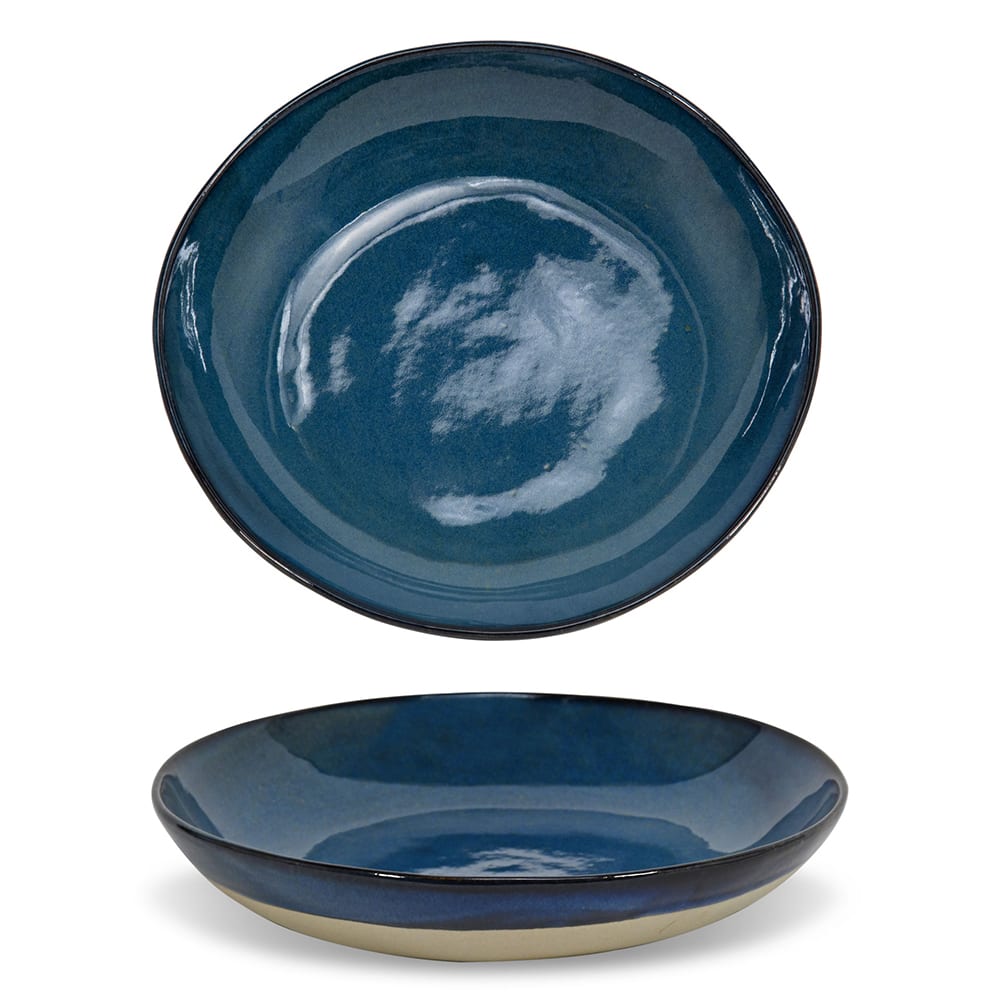Front of the House 58 oz Round Artefact® Low Bowl - Porcelain, Indigo (DBO194BLP21)