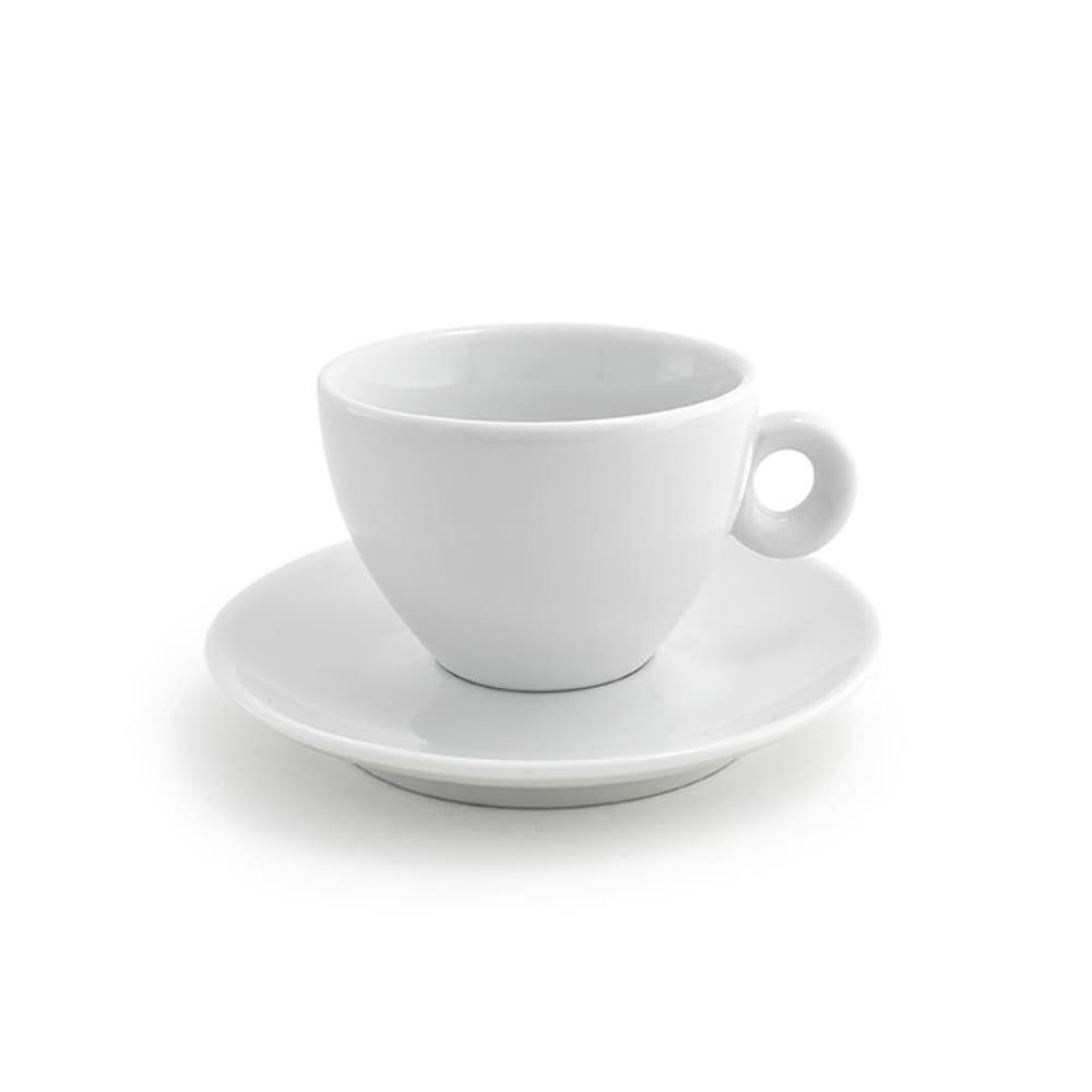 Front of the House 6 oz Milano Cup & Saucer Set - Porcelain, White (DCS002WHP22)