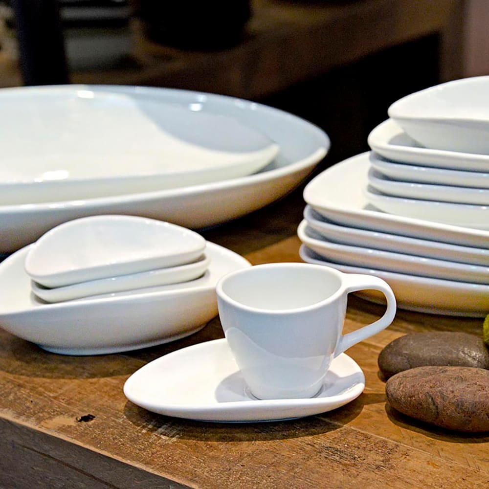 Front of the House 7" Oval Tides™ Saucer - Porcelain, White, Superwhite Glaze (DCS055WHP23)