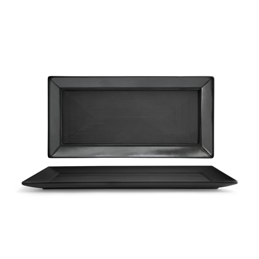 Front of the House Rectangular Spiral® Plate - 14" x 7", Porcelain, Ink (DDP004BKP21)