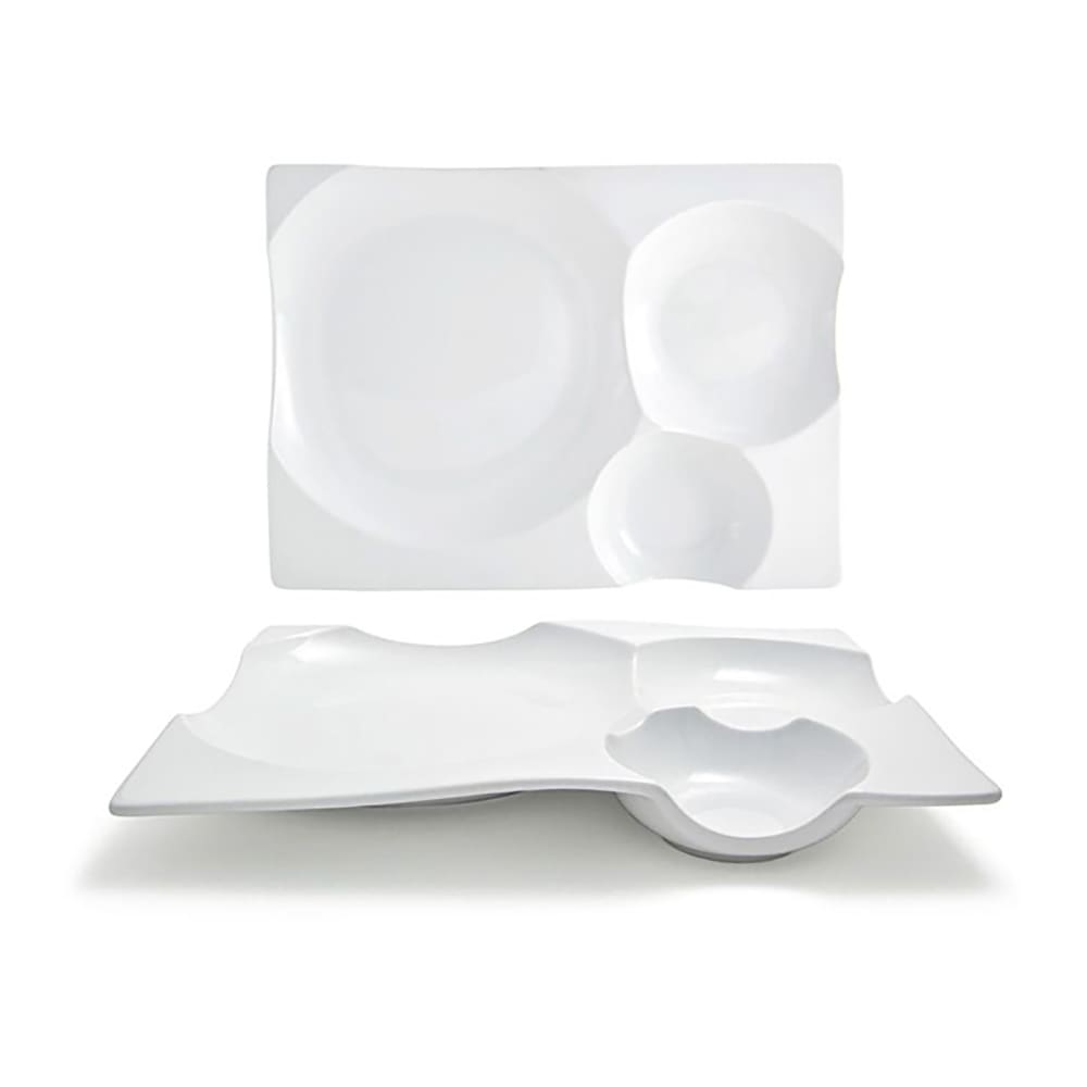 Front of the House Rectangular Bento™ Plate - 12" x 9", Porcelain, White (DDP050WHP21)