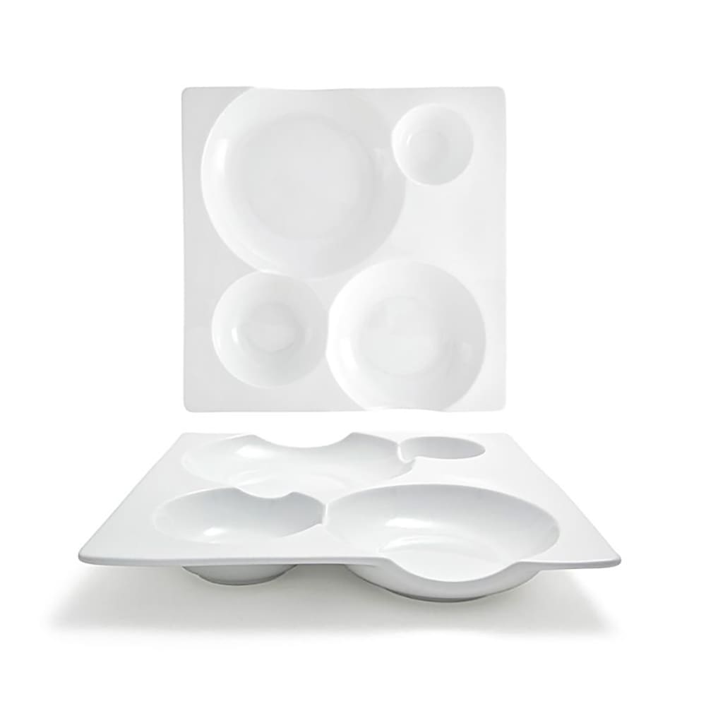 Front of the House 10 1/2" Square Bento™ Plate - Porcelain, White (DDP051WHP21)