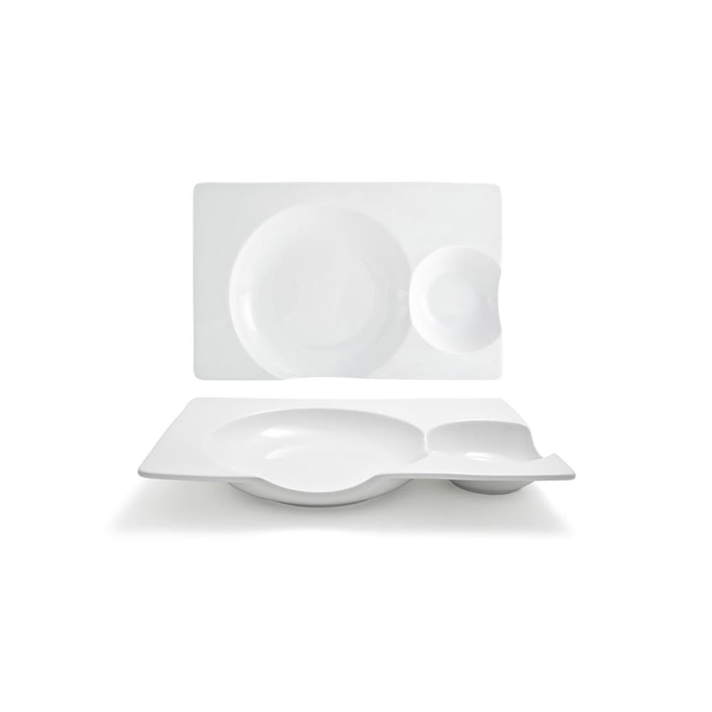 Front of the House Rectangular Bento™ Plate - 11" x 7", Porcelain, White (DDP052WHP22)